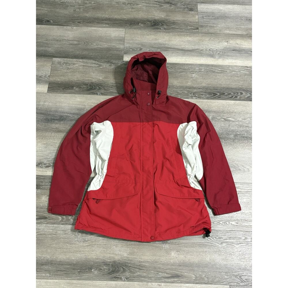 L.L. Bean Red Multicolor Windbreaker Jacket Outdoors Winter Hiking - Women Large